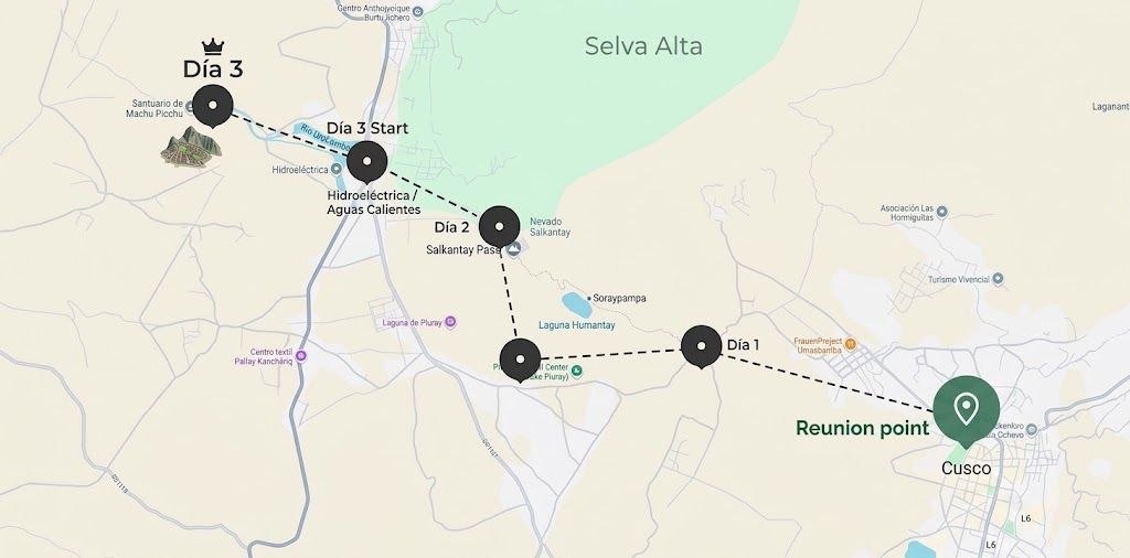 Map of the experience route